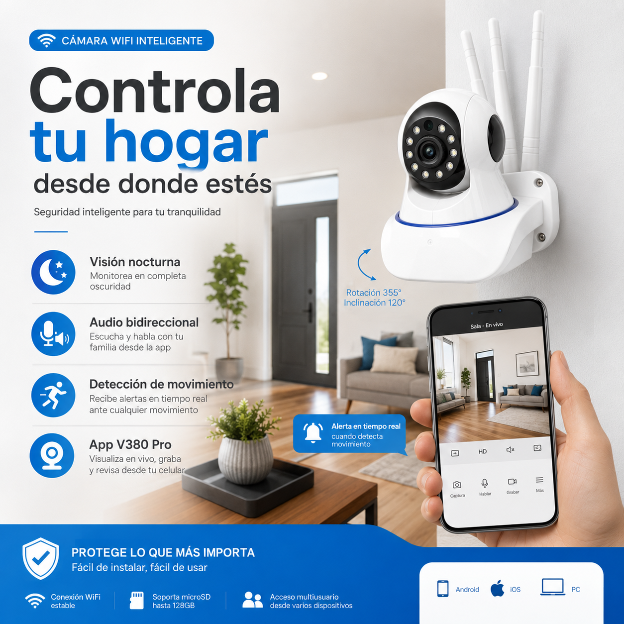 CAMARA WIFI 3 ANTENAS 📡